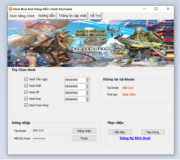 Hack Mod Anh Hùng Viễn Chinh DzoGame