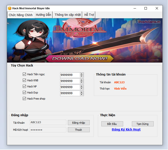Hack Mod Immortal Slayer Idle